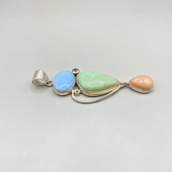SJ Sterling and Multi Stone Pendant - Picture 4 of 6
